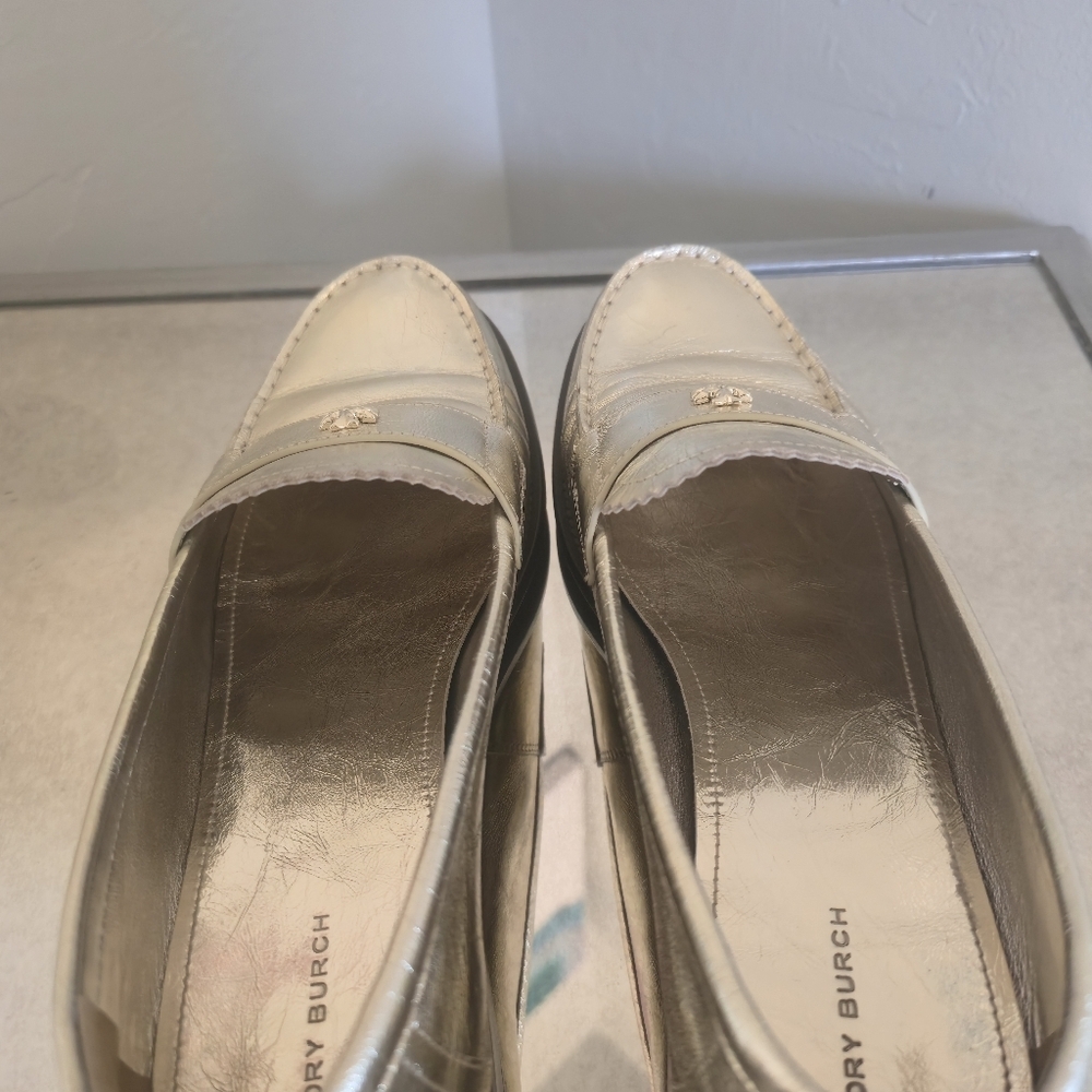 Tory Burch Women's Classic Loafer Meatllic Leather Size 11 Spark Gold - Picture 4 of 7